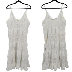 80's Magic Dress Boho Hippy Cottage Core Spaghetti Midi Tired Lace White 3X